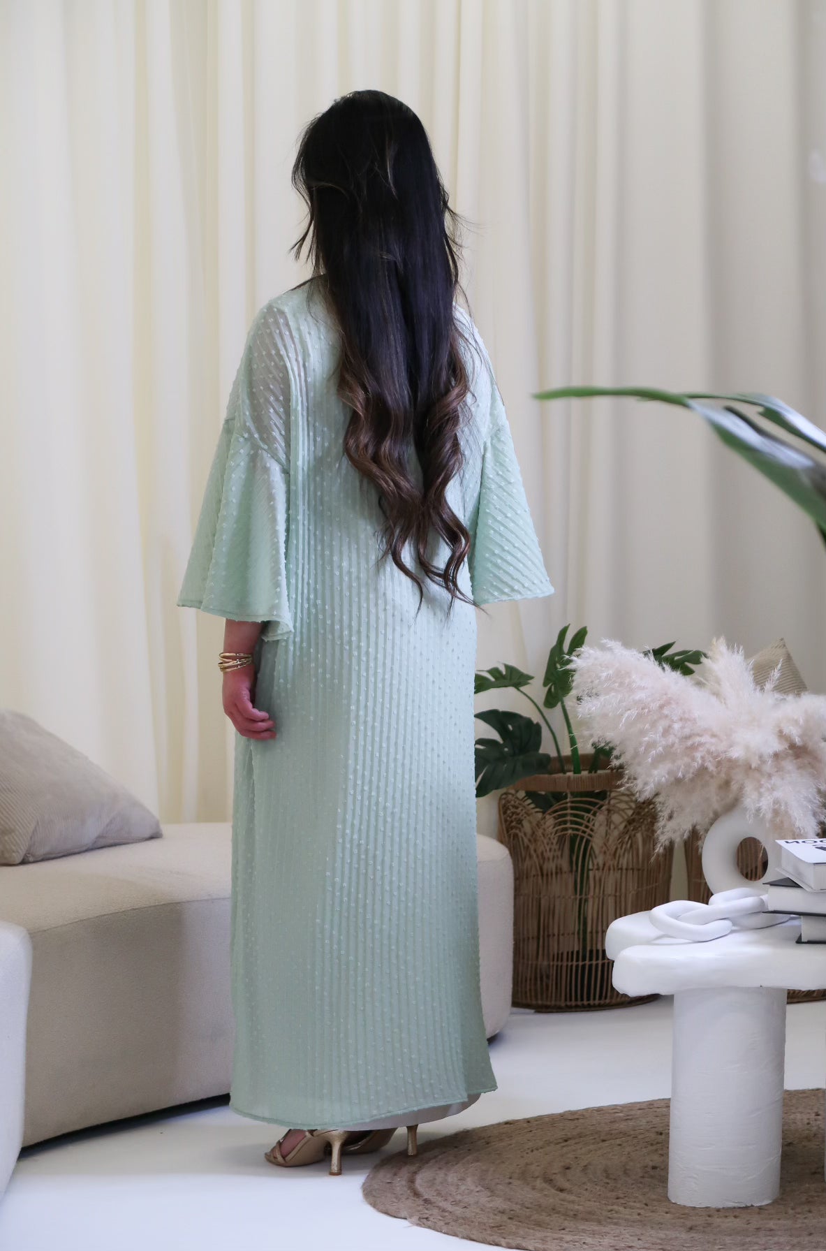 Aqua Dot Abaya Dress