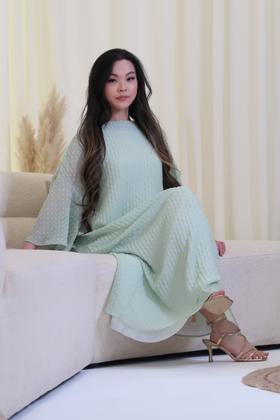 Aqua Dot Abaya Dress