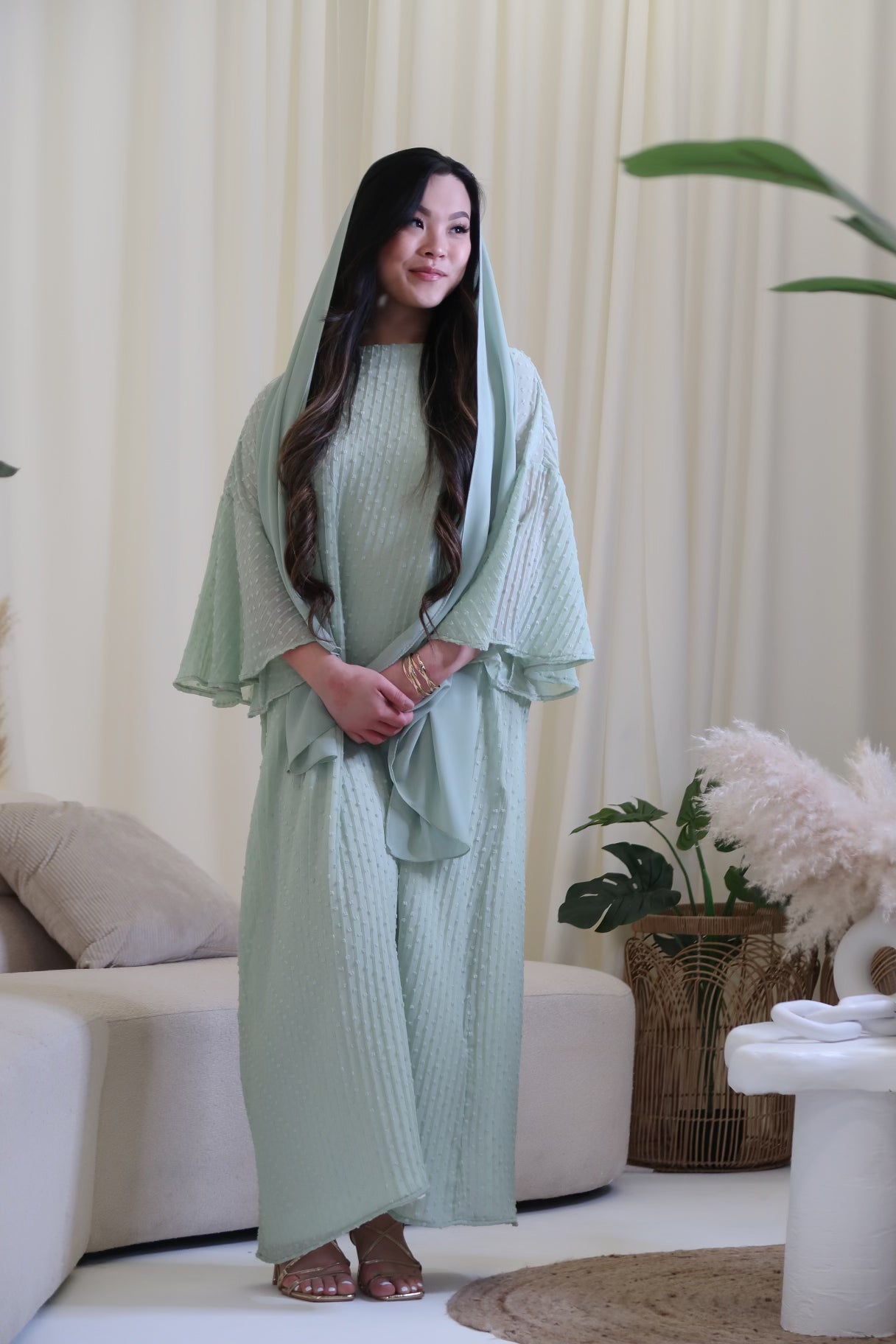 Aqua Dot Abaya Dress