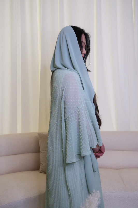 Aqua Dot Abaya Dress