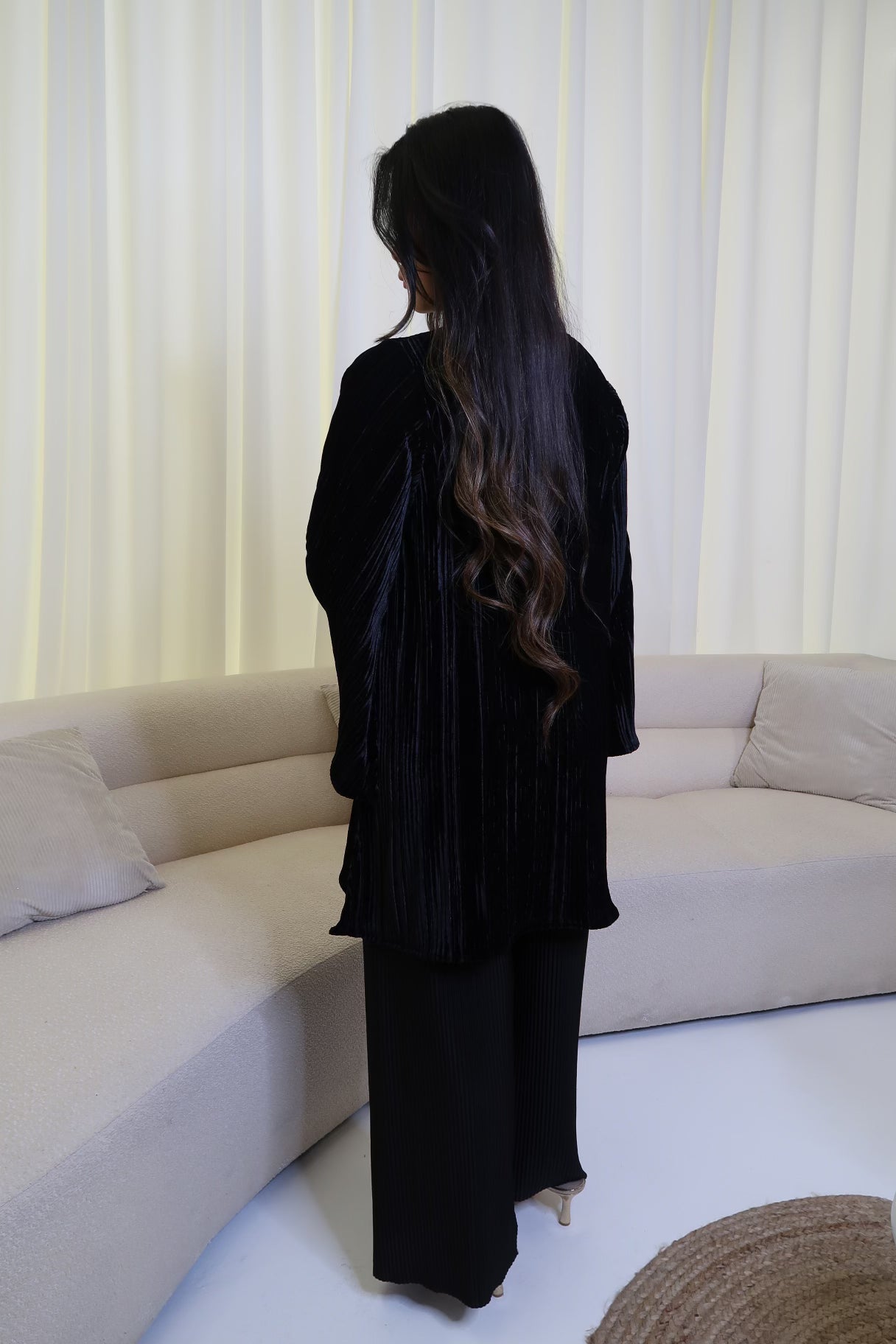 Black Pleated Velvet Co-Ord