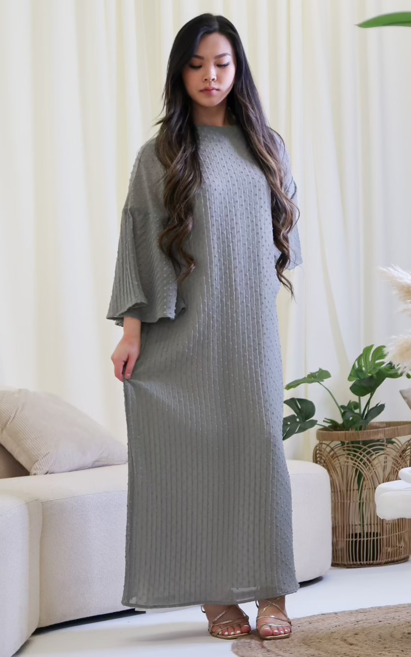 Grey Dot Abaya Dress