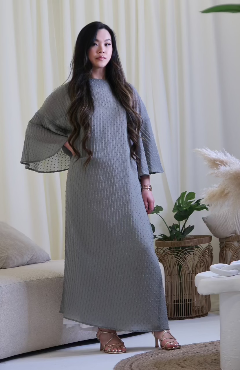 Grey Dot Abaya Dress
