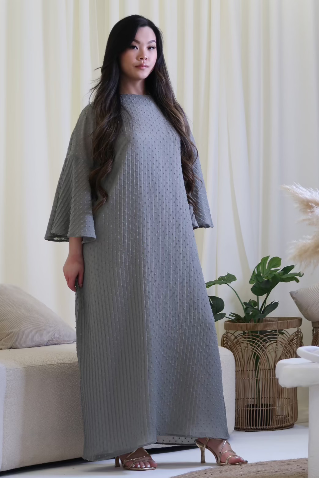 Grey Dot Abaya Dress