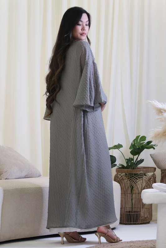 Grey Dot Abaya Dress