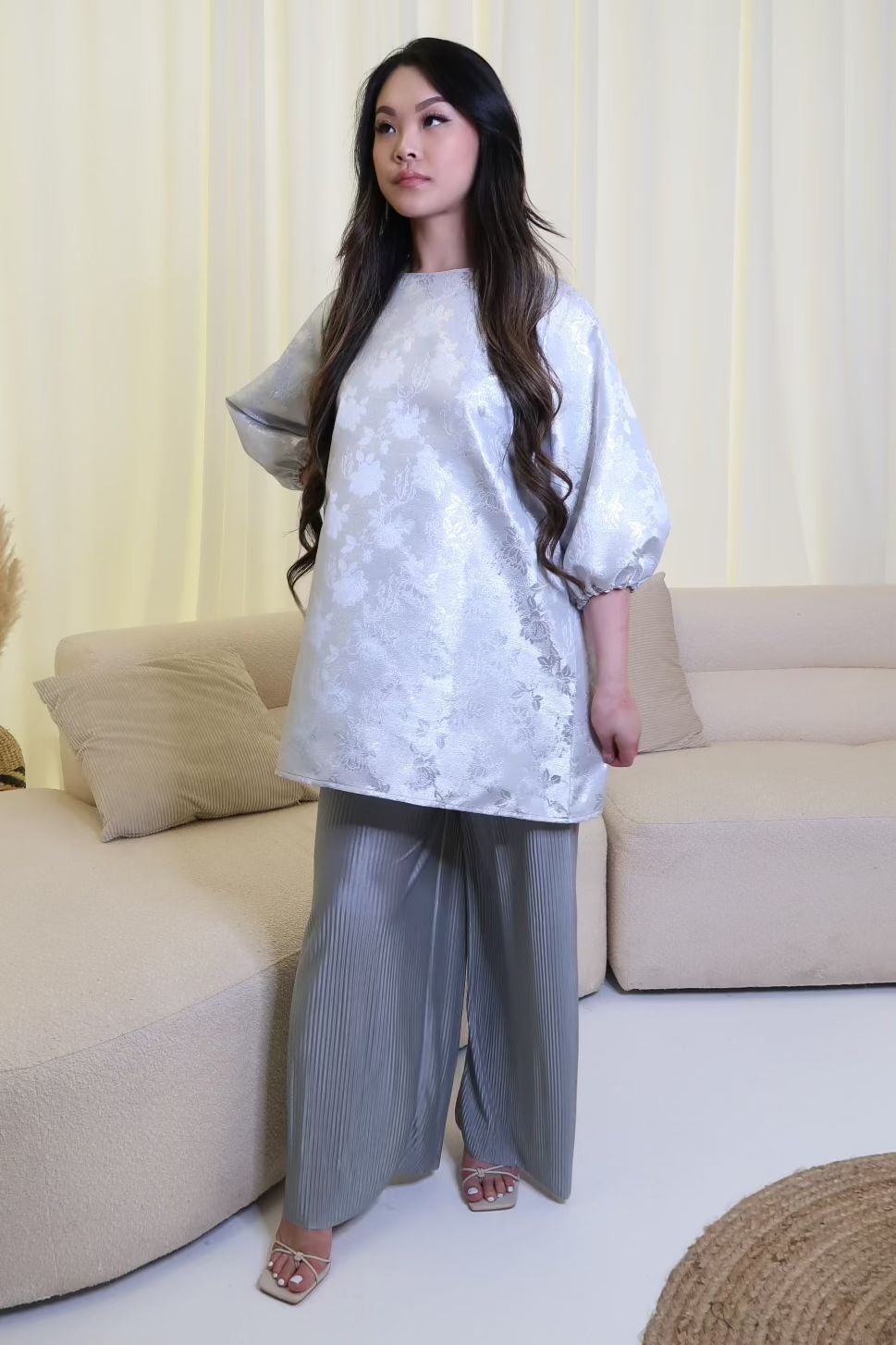 Silver Bubble Sleeve Co-Ord